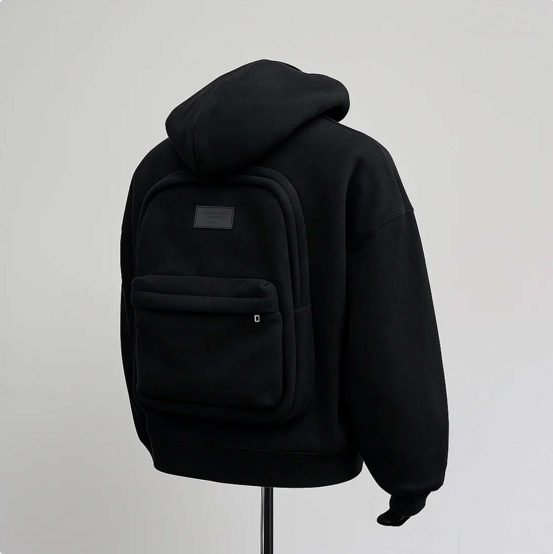 Travel-Hoodie - Der erste Hoodie mit Rucksack - Unisex