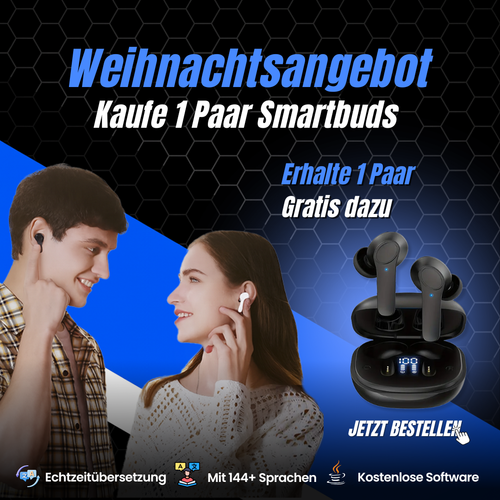 SmartBuds™ - KI-Kopfhörer mit direktem Übersetzer | 1+1 Gratis Angebot